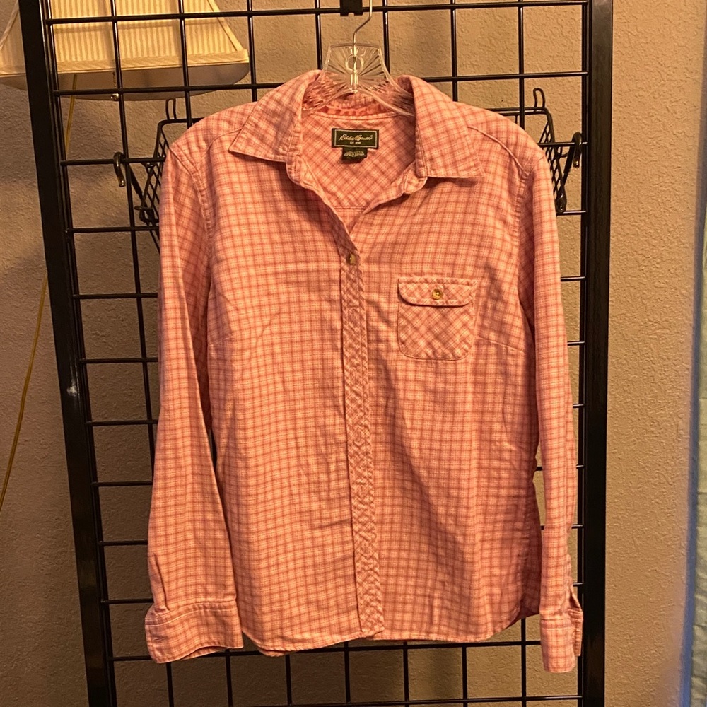 Eddie Bauer Pink Plaid Button Down Shirt